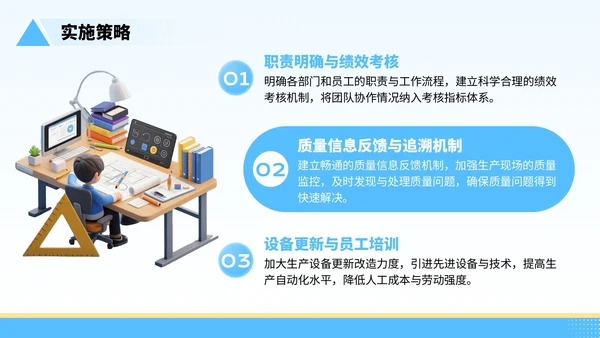 蓝黄色3D风格-制造业企业年中汇报总结