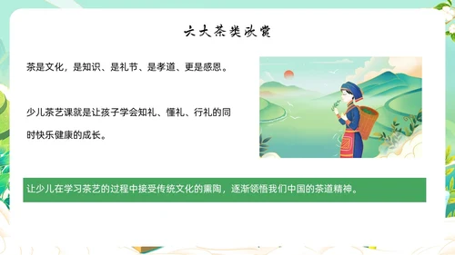 绿色国潮风少儿茶艺培训课件员工培训ppt