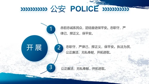 蓝色大气公安警察工作总结计划PPT
