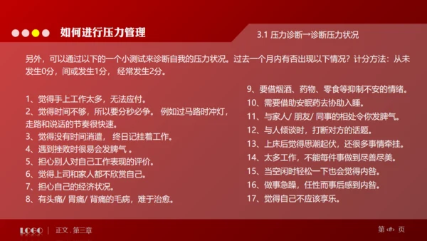 缓解压力培训管理通用PPT模板