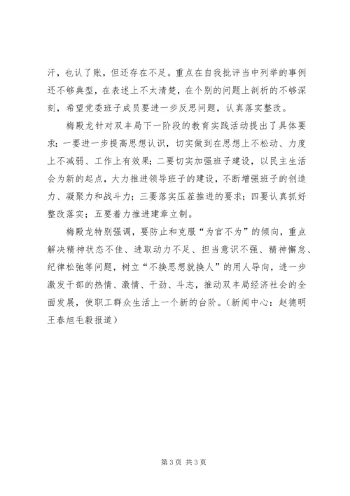 梅殿龙指导双丰局党委班子专题民主生活会.docx