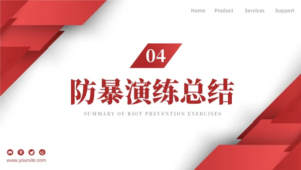 红色简约商务增强反恐意识筑牢安全防线安全教育PPT模板防暴