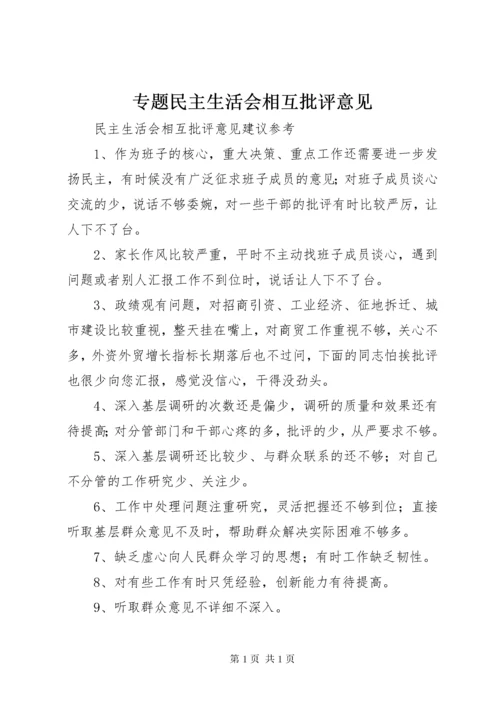 专题民主生活会相互批评意见 (2).docx