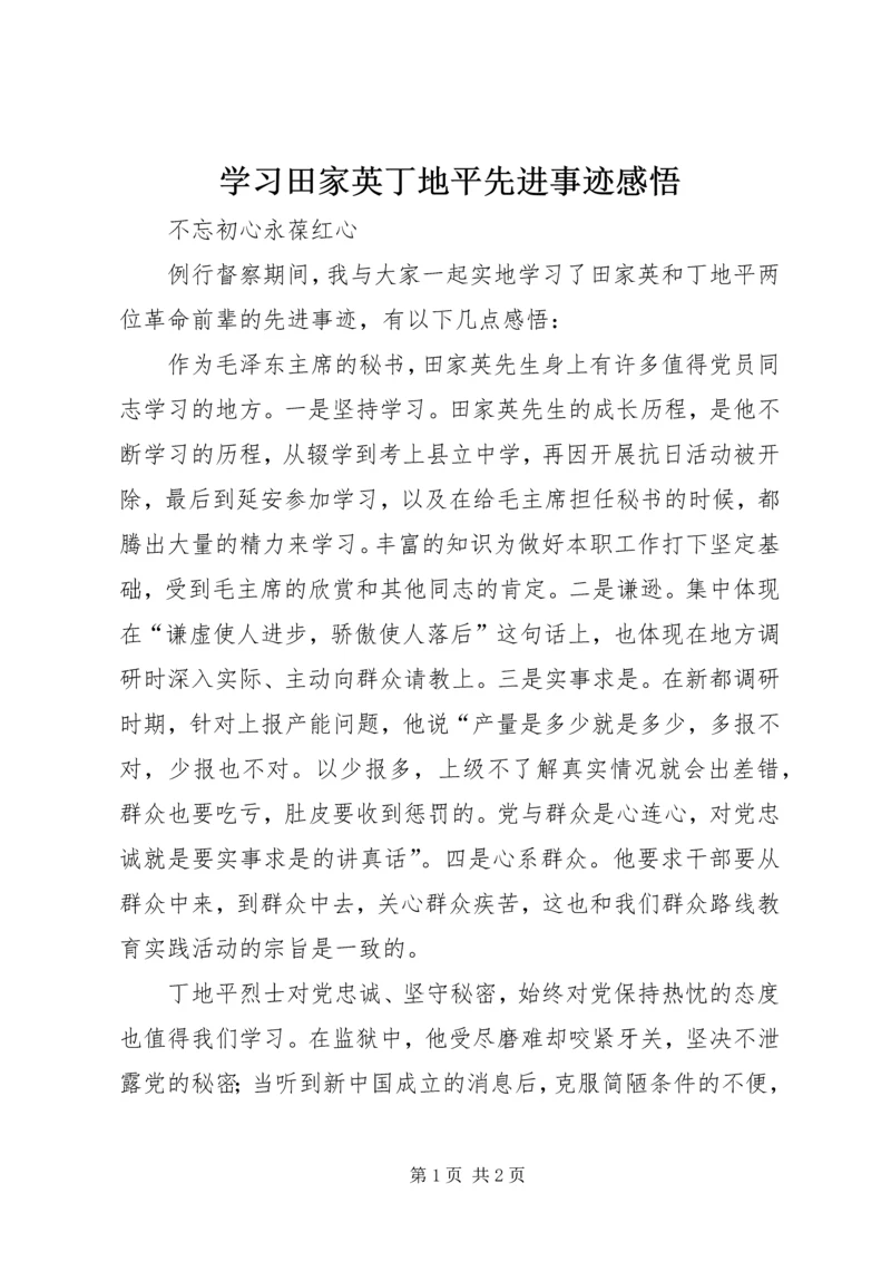 学习田家英丁地平先进事迹感悟.docx