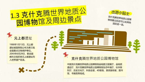 黄绿色创意简约几何清新内蒙古旅游攻略