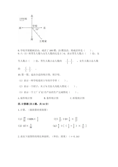 2022六年级上册数学期末考试试卷（中心小学）.docx