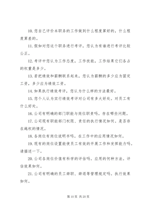 人力资源访谈提纲.docx