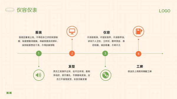 橙绿简约保洁人员培训教材PPT模板宣传PPT动态PPT保洁培训