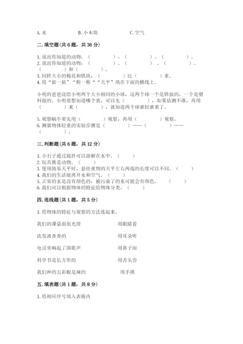 教科版一年级下册科学期末测试卷及参考答案.docx