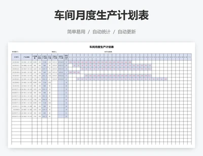 车间月度生产计划表