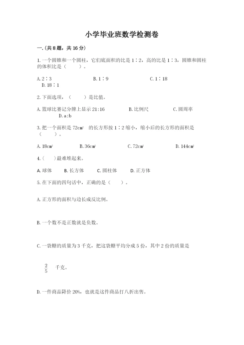 小学毕业班数学检测卷（突破训练）.docx