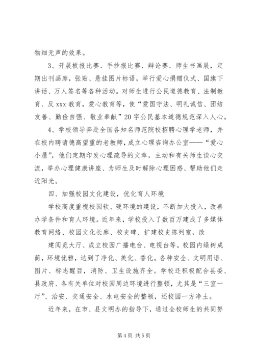 学校申报XX省文明单位创建工作汇报.docx