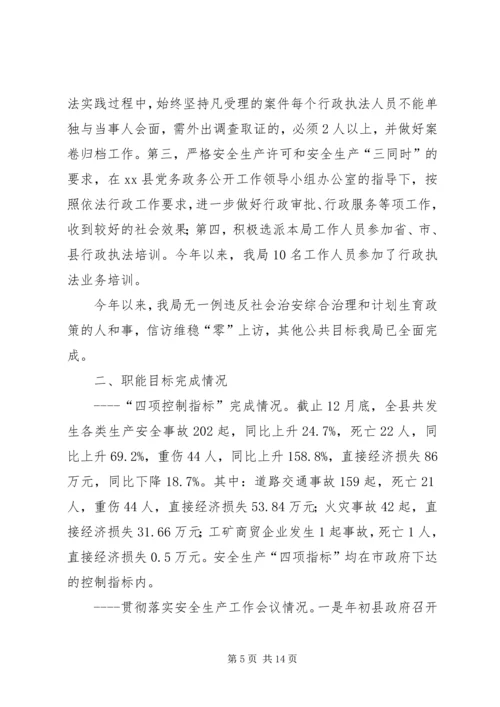 县安监局目标责任制工作报告.docx