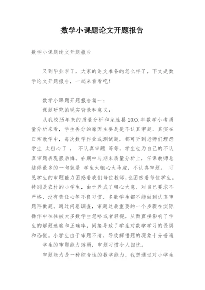数学小课题论文开题报告.docx
