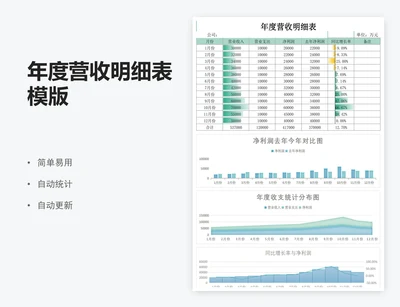 年度营收明细表模版