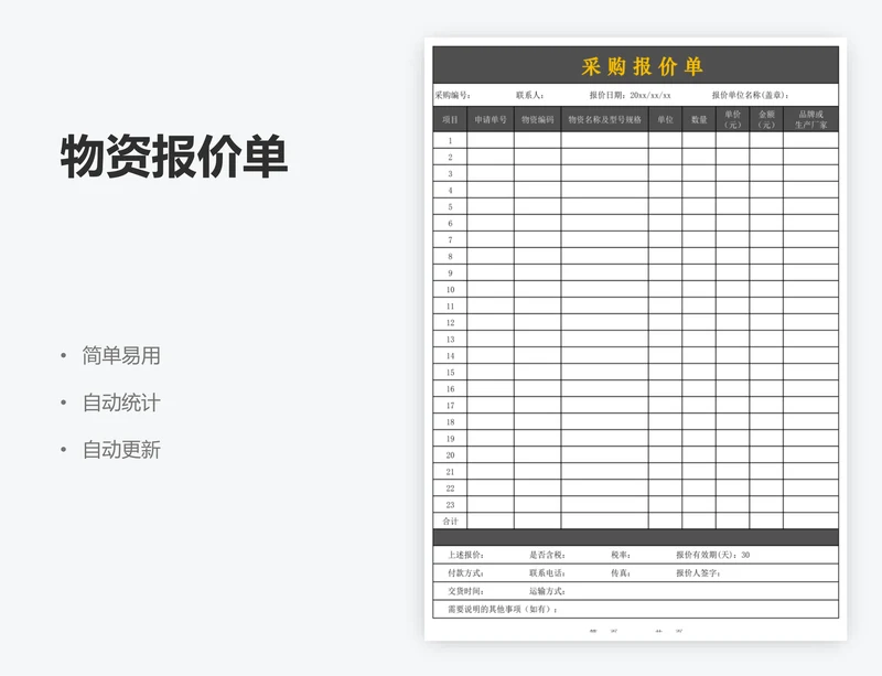 物资报价单