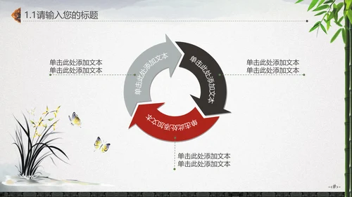 最爱水墨中国风竹林通用PPT
