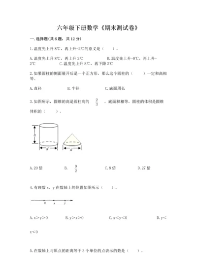 六年级下册数学《期末测试卷》附答案【培优a卷】.docx