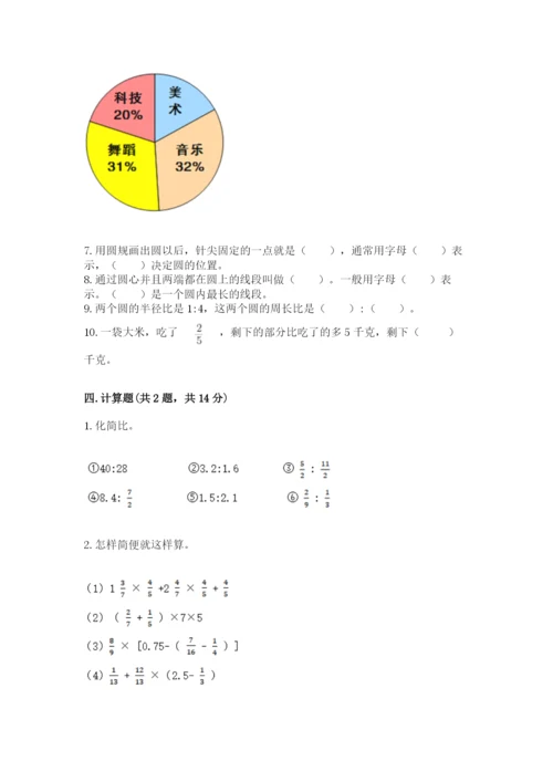 2022六年级上册数学期末测试卷及参考答案【模拟题】.docx