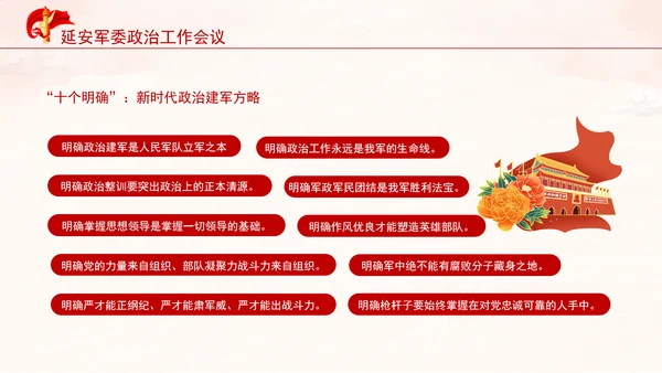 延安军委政治工作会议新时代政治建军方略十个明确党课PPT课件