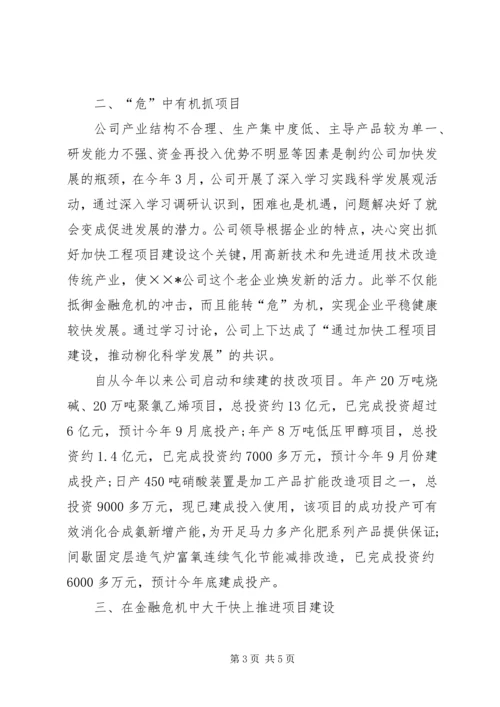 公司克服金融危机寻求发展事迹材料.docx