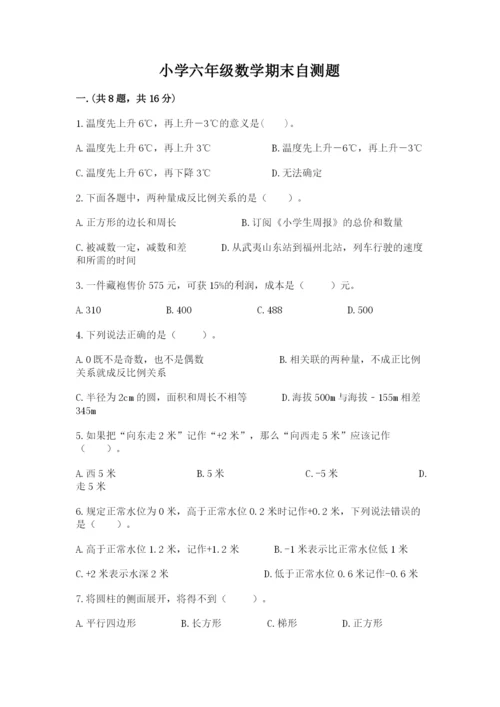 小学六年级数学期末自测题（考点精练）.docx