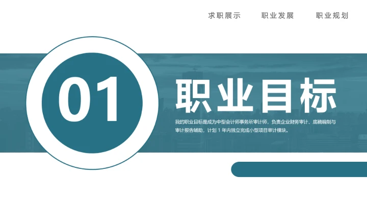 绿色商务会计专业大学生求职个人能力综合展示职业生涯规划通用PPT模版