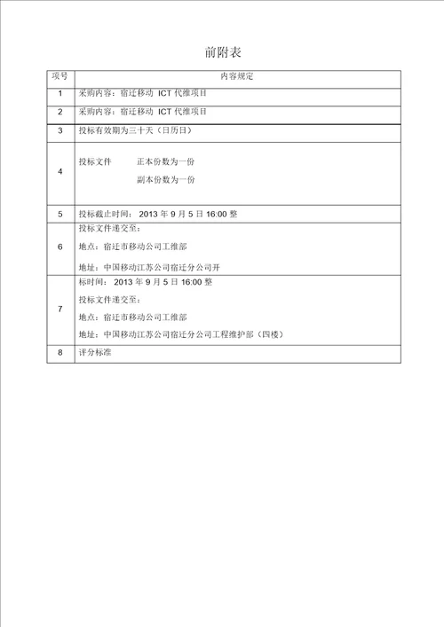 ICT维护项目招标标书