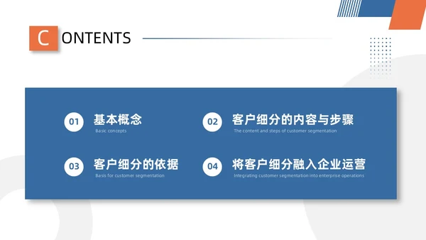 橙蓝简约客户关系管理客户细分PPT模板宣传PPT动态PPT