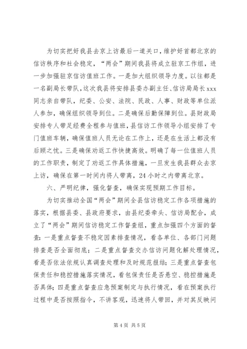 县信访局关于两会期间信访稳定工作情况汇报.docx