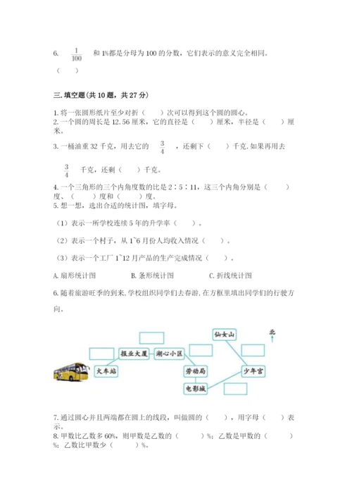 2022人教版六年级上册数学期末测试卷含答案【考试直接用】.docx