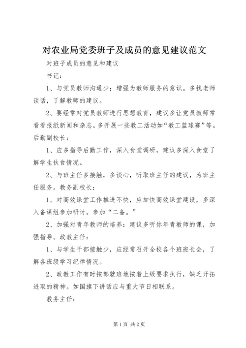 对农业局党委班子及成员的意见建议范文 (4).docx