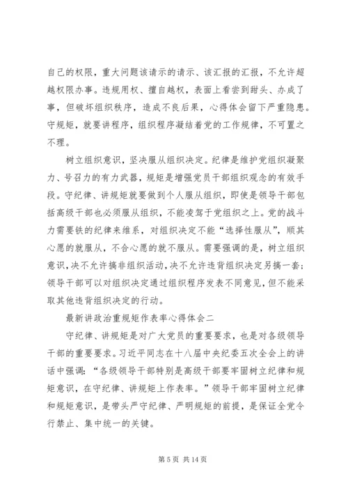 最新讲政治重规矩作表率心得体会.docx