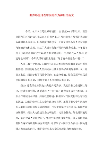 世界环境日看中国的作为和担当范文