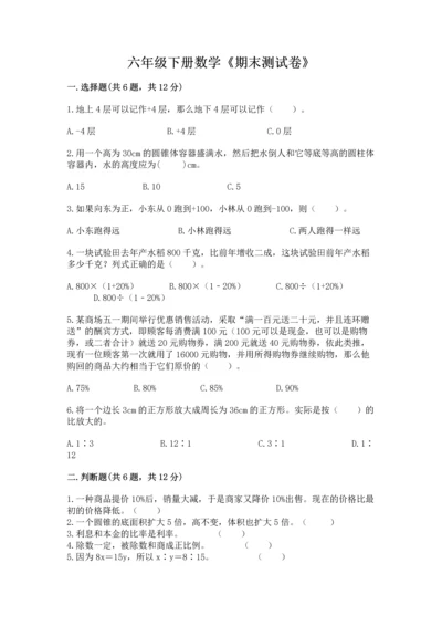 六年级下册数学《期末测试卷》含答案（新）.docx