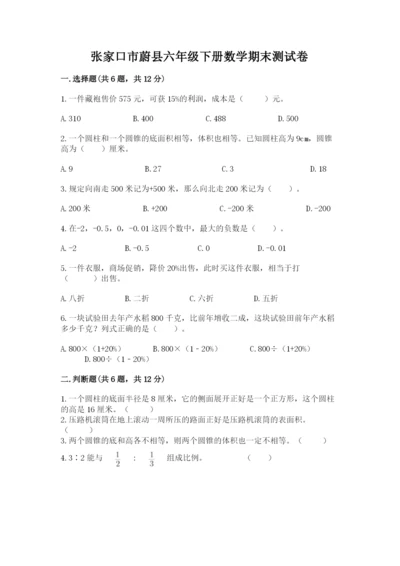 张家口市蔚县六年级下册数学期末测试卷及完整答案一套.docx