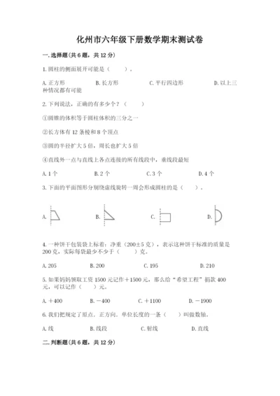 化州市六年级下册数学期末测试卷及1套参考答案.docx