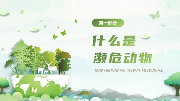 保护濒危动物，拯救美好生命通用PPT模板