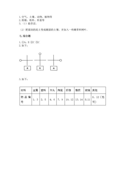 教科版二年级上册科学期末测试卷精品含答案.docx