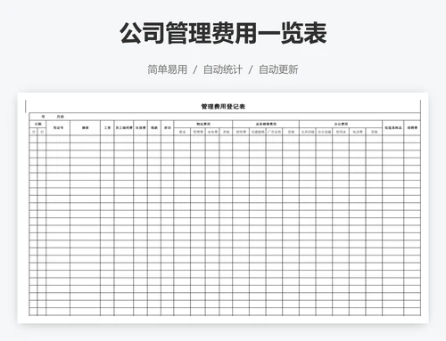 公司管理费用一览表