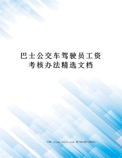 巴士公交车驾驶员工资考核办法精选文档