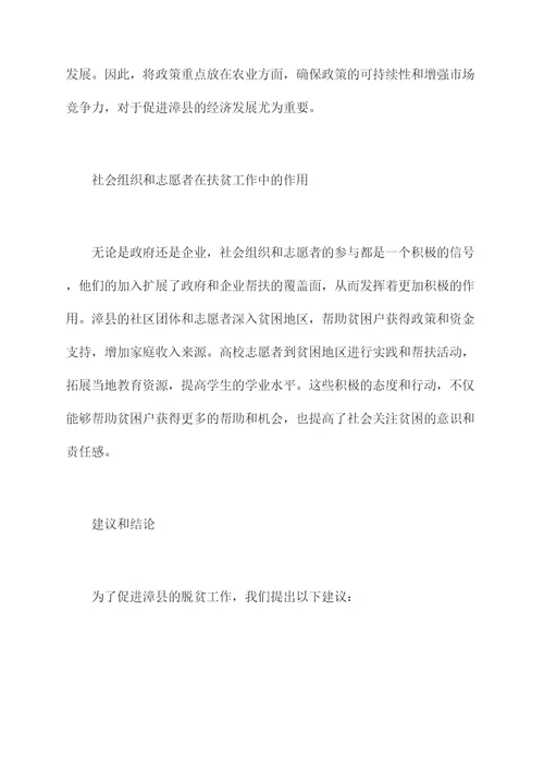 漳县扶贫调研报告