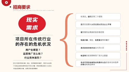 餐饮行业连锁招商加盟宣传通用PPT模板