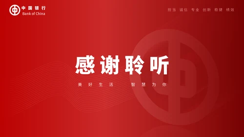 中国银行工作汇报通用PPT模板