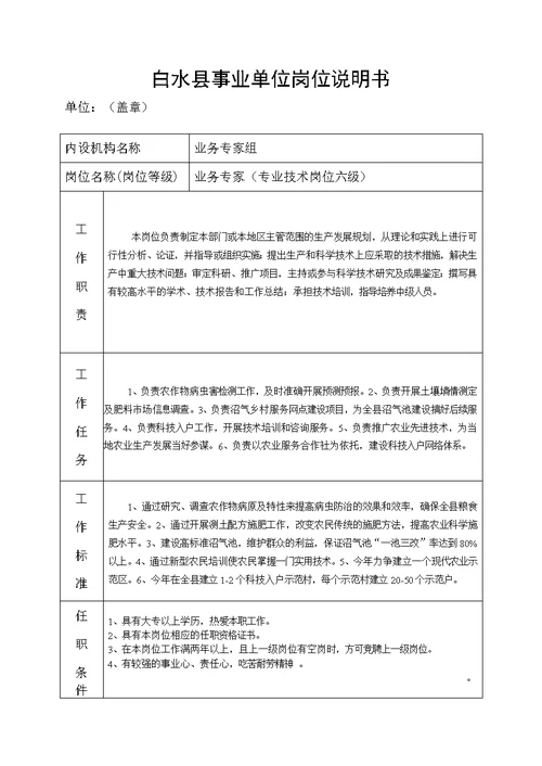 某县事业单位岗位说明书(Document 39页)