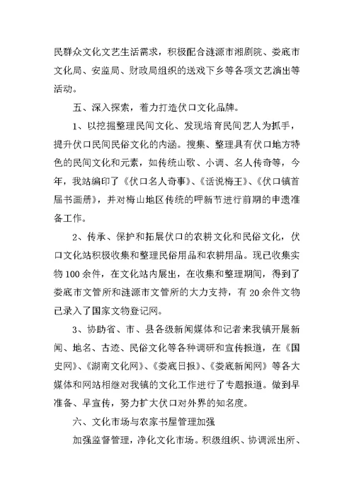 文化站个人工作总结精选范本