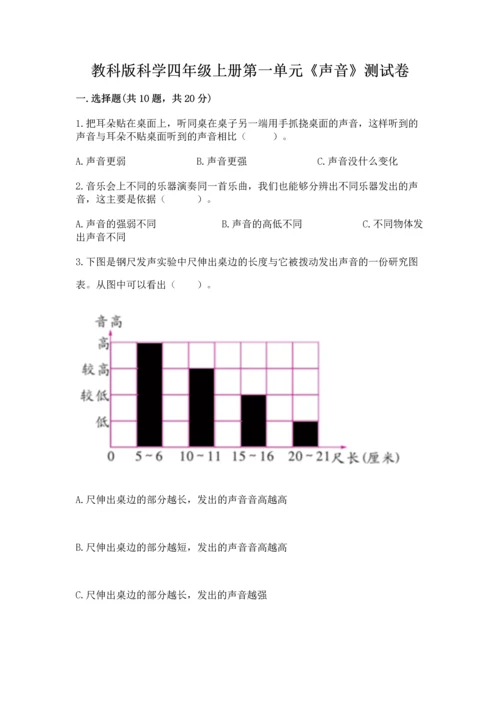 教科版科学四年级上册第一单元《声音》测试卷【实验班】.docx