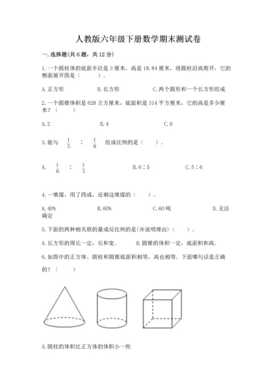 人教版六年级下册数学期末测试卷带答案（新）.docx