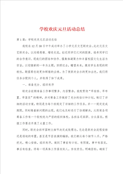 学校欢庆元旦活动总结