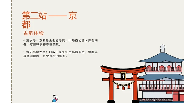 插画风日本旅游攻略PPT模版